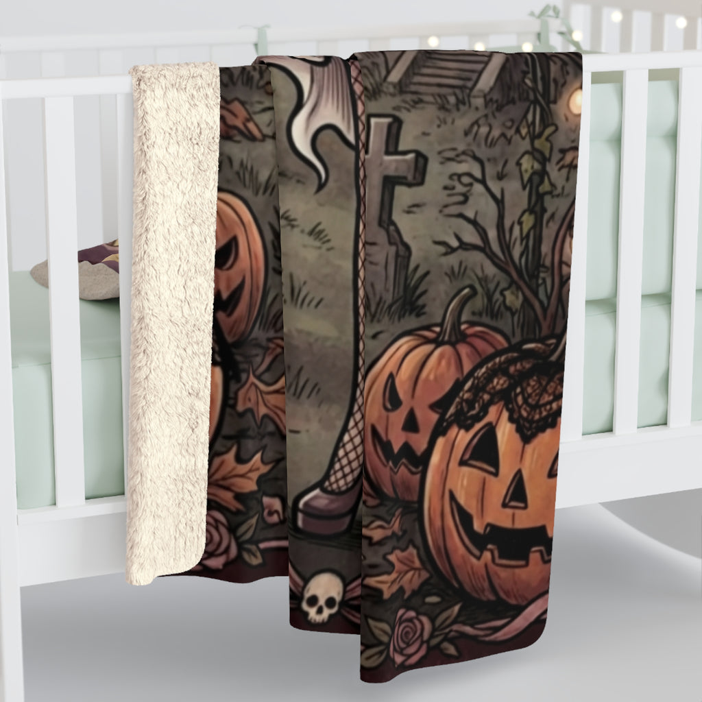 Halloween Ghost Costume Sherpa Blanket — Cute Spooky Graveyard Throw