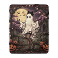 Halloween Ghost Costume Sherpa Blanket — Cute Spooky Graveyard Throw