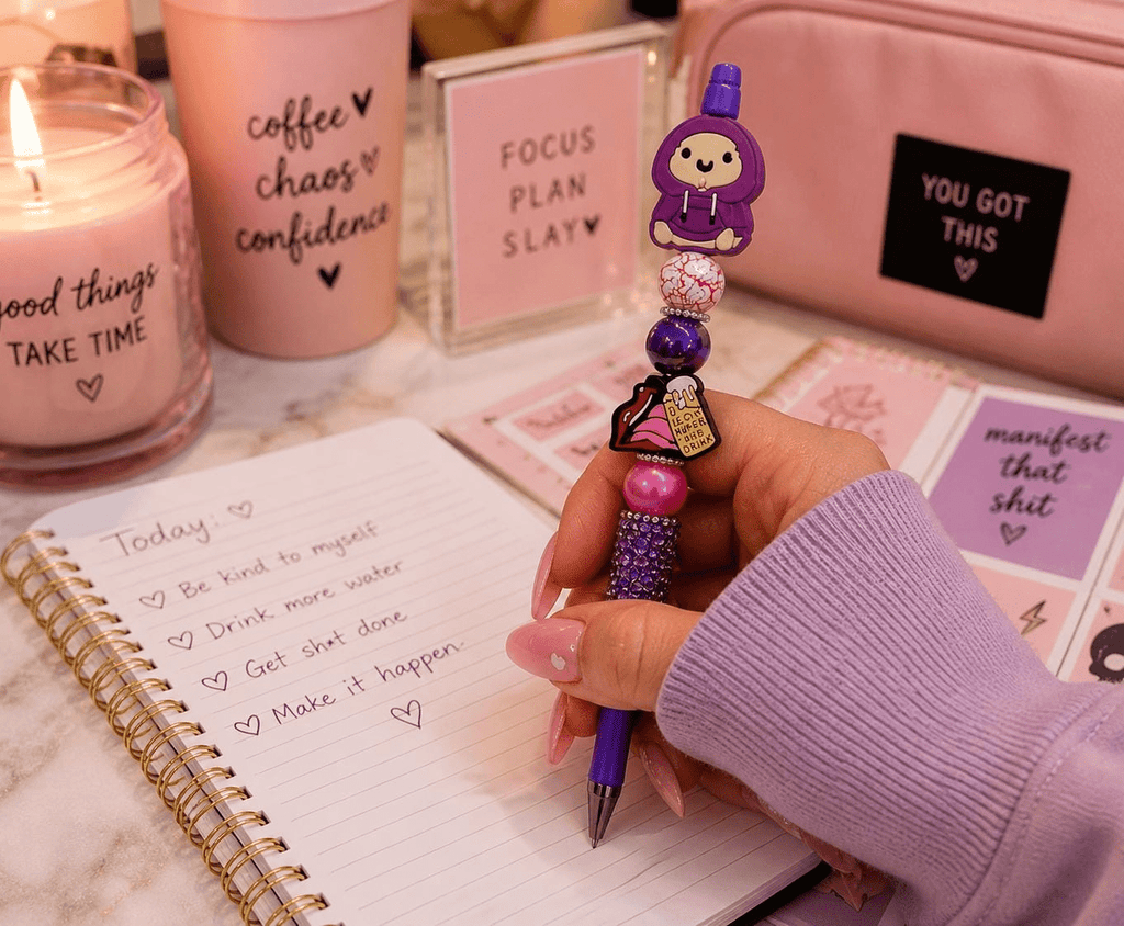 Poop Emoji & Purple Hoodie Richard- Beaded Pen Bundle
